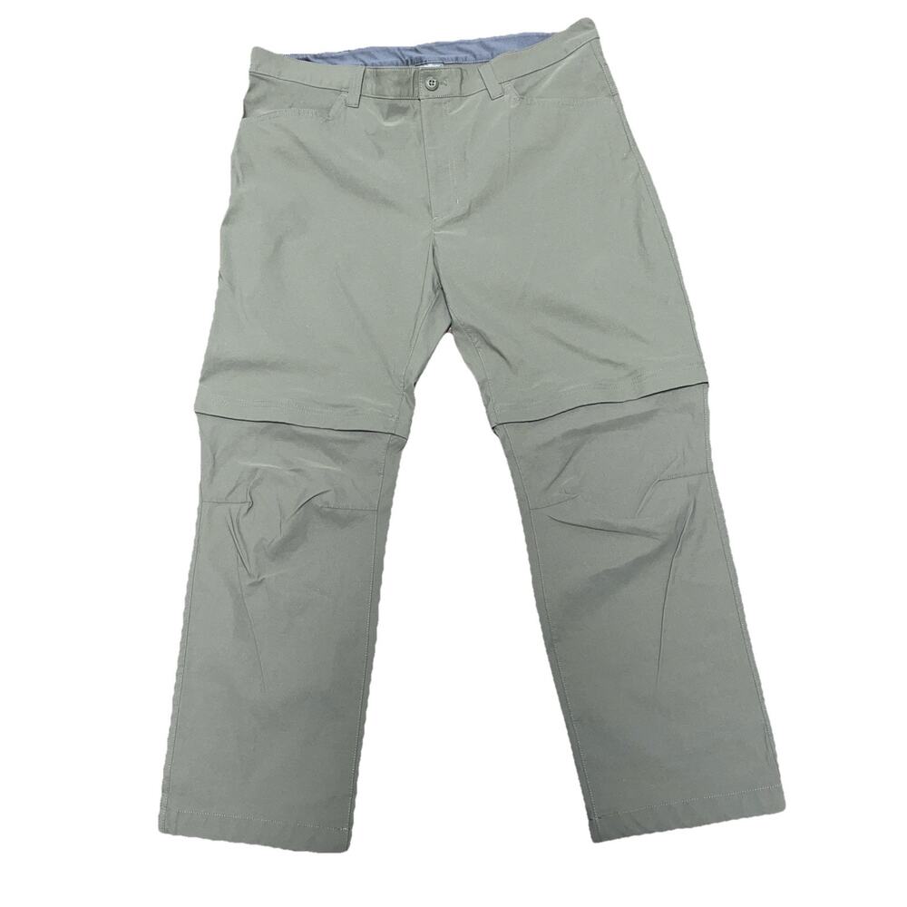 Eddie Bauer Mens Convertible Hiking Stretched Pants 40X30 Green Nylon 5 Pockets